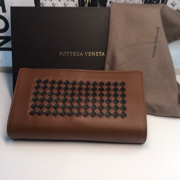 Bottega Veneta Brown and Black Clutch